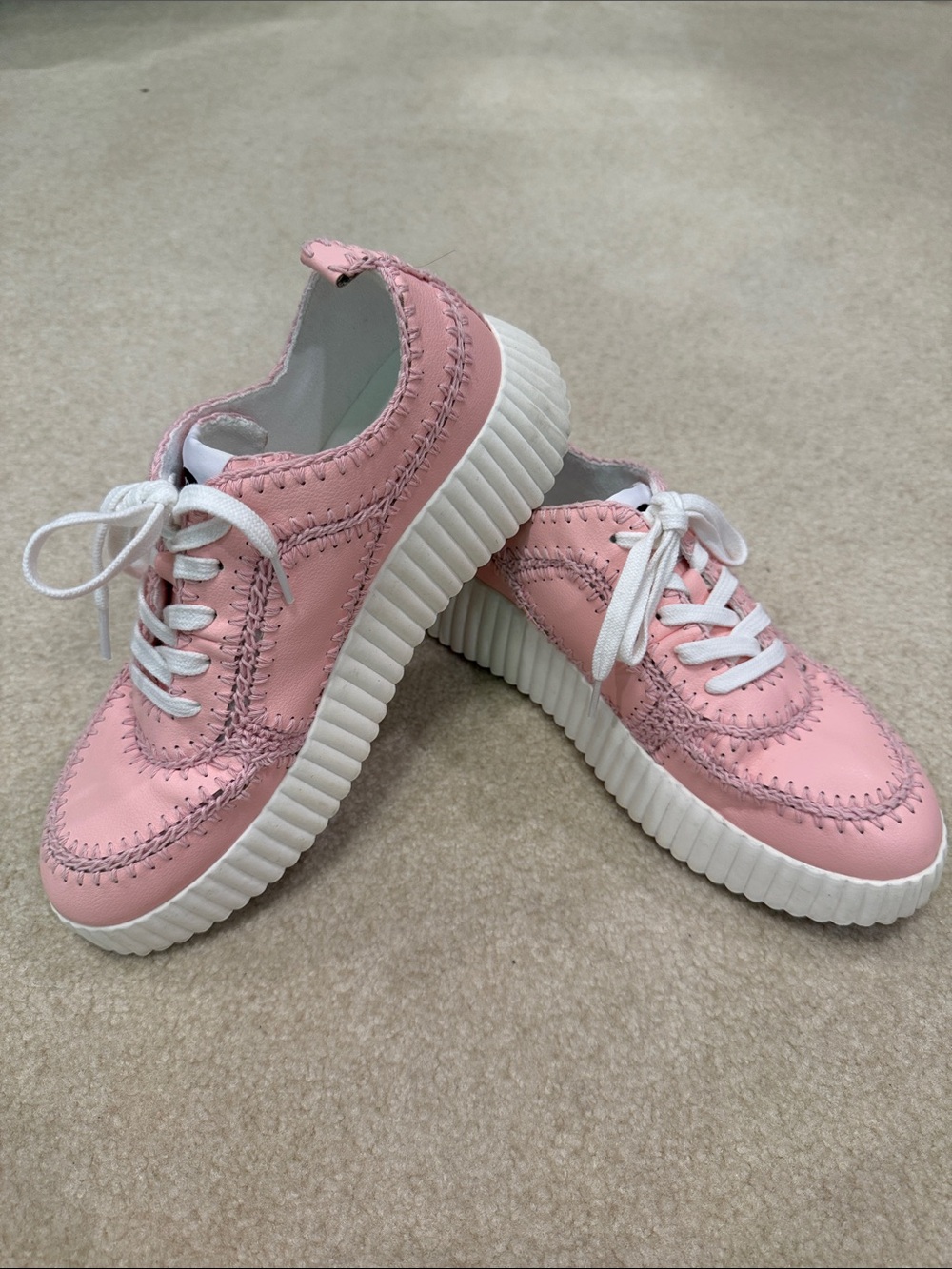 Pink Platform Lace-Up Sneakers